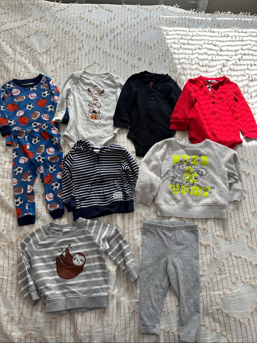 Assorted Kids Long-Sleeve Tops and Bottoms - Gray, Red, Navy, Blue